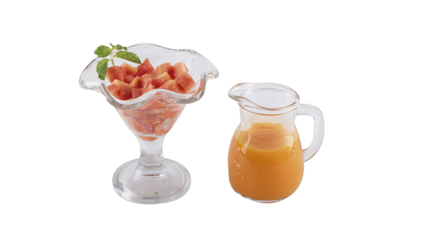papaya con zumo de naranja natural